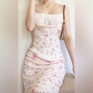 Cottagecore Milkmaid 90s Y2K  Floral Slip Dress Hugo Buscati VS Size 12 Rare HTF